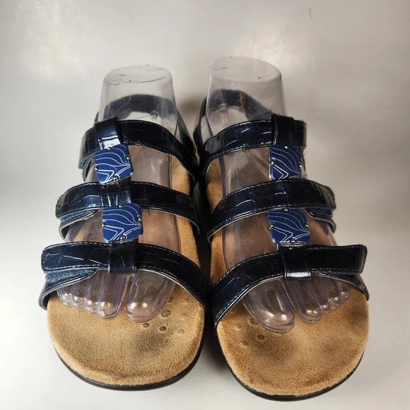 VIONIC Women's Amber Sandal 39 / 7 Blue Leather Strappy Comfort Orthotic Shoes - Picture 3 of 11
